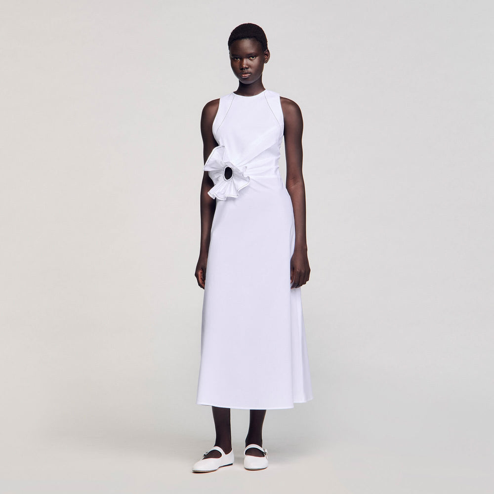 Ruffled sleeveless maxi dress White Sandro Women