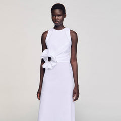 Ruffled sleeveless maxi dress White Sandro Women