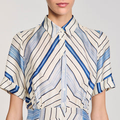 Spiral-motif silk midi dress Sky Blue Sandro Women