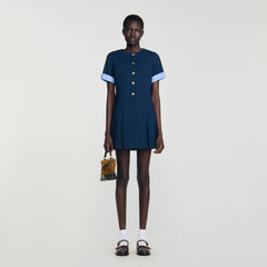 Mini pleated dress Navy Blue Sandro Women