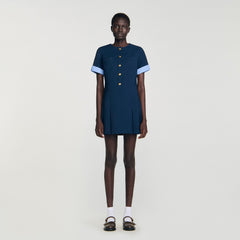 Mini pleated dress Navy Blue Sandro Women