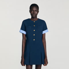 Mini pleated dress Navy Blue Sandro Women