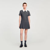 Mini pleated dress with rhinestones Grey / Brown Sandro Women