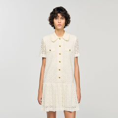 Mini lace dress Ecru Sandro Women