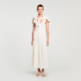 Knit maxi dress Ecru Sandro Women