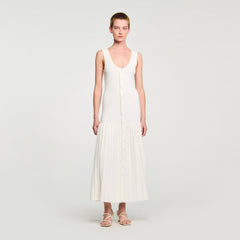 Knit maxi dress Ecru Sandro Women