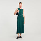 Knit dress with polo neck Dark Green Sandro Women
