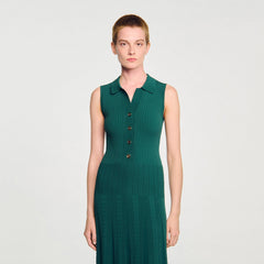 Knit dress with polo neck Dark Green Sandro Women