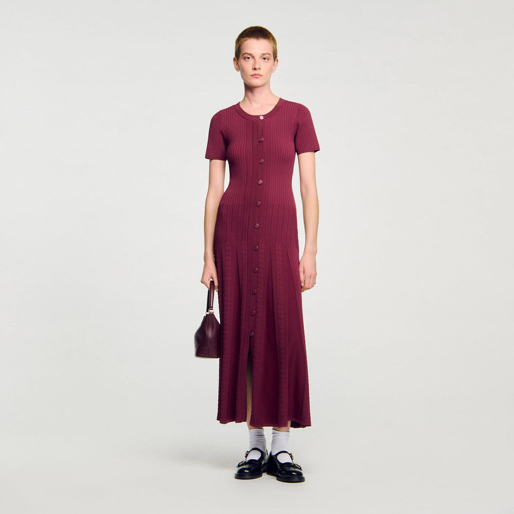 Knit maxi dress Bordeaux Sandro Women