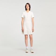 Mini knit dress with polo neck Ecru Sandro Women