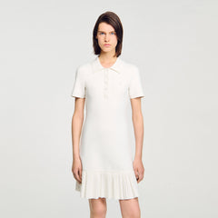 Mini knit dress with polo neck Ecru Sandro Women
