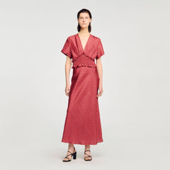 Scarf print maxi dress Red / Pink Sandro Women