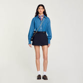 Skort with decorative belt loops Navy Blue Sandro Women