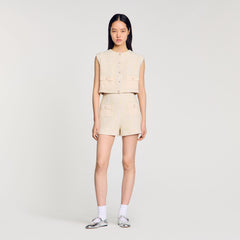 Decorative tweed shorts Yellow / Ecru Sandro Women
