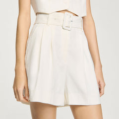 Sequin high-waisted shorts Ecru Sandro Women