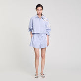 Striped shorts with flower detail Sky Blue Sandro Women
