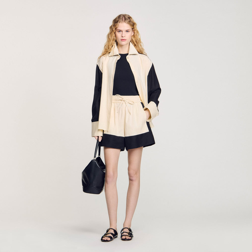 Two-tone shorts Ecru Sandro Women