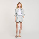 Beaded and rhinestone denim shorts Light Bu Jean Sandro Women