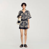 Floral print shorts Ecru / Black Sandro Women