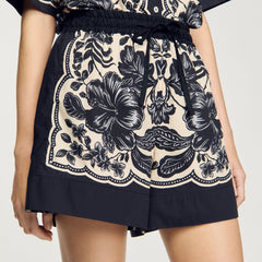 Floral print shorts Ecru / Black Sandro Women