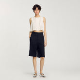 Linen-blend Bermuda shorts Black Sandro Women