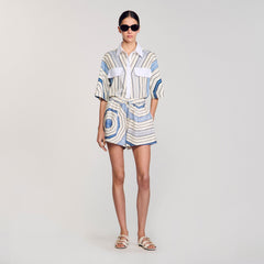 Spiral-motif shorts Sky Blue Sandro Women