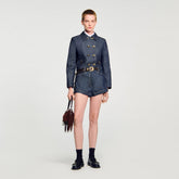 Denim belt loop shorts Deep Blue Sandro Women