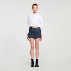 Denim belt loop shorts Deep Blue Sandro Women