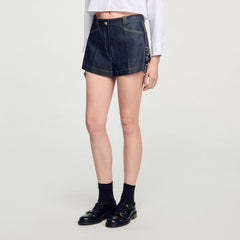 Denim belt loop shorts Deep Blue Sandro Women