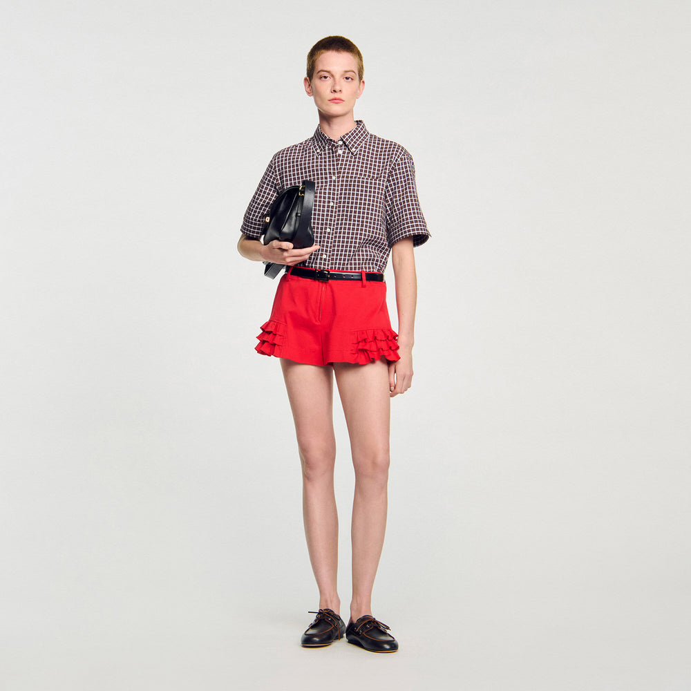 Flared ruffled shorts Red Sandro Women
