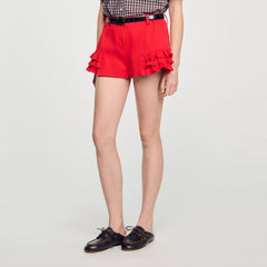Flared ruffled shorts Red Sandro Women