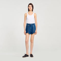 Rhinestone denim shorts Blue Jean Sandro Women