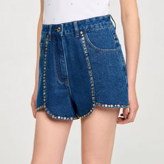 Rhinestone denim shorts Blue Jean Sandro Women