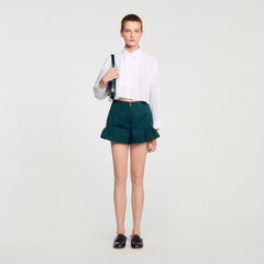Flared ruffled shorts Bottle Green Sandro Women