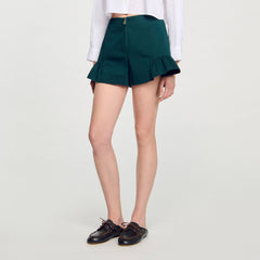 Flared ruffled shorts Bottle Green Sandro Women