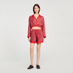 Scarf print shorts Red / Pink Sandro Women