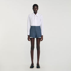 Striped layered shorts Blue Sandro Women