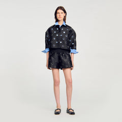 Rhinestone shorts Black Sandro Women