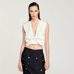 Satin-effect crop top White Sandro Women