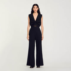 Satin-effect crop top Black Sandro Women