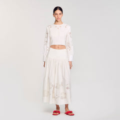 Poplin crop top Ecru Sandro Women