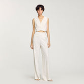 Sequin cropped jacket Ecru Sandro Women