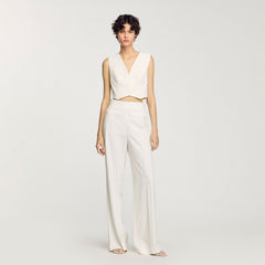 Sequin cropped jacket Ecru Sandro Women