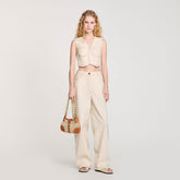 Denim cropped jacket Sand Sandro Women