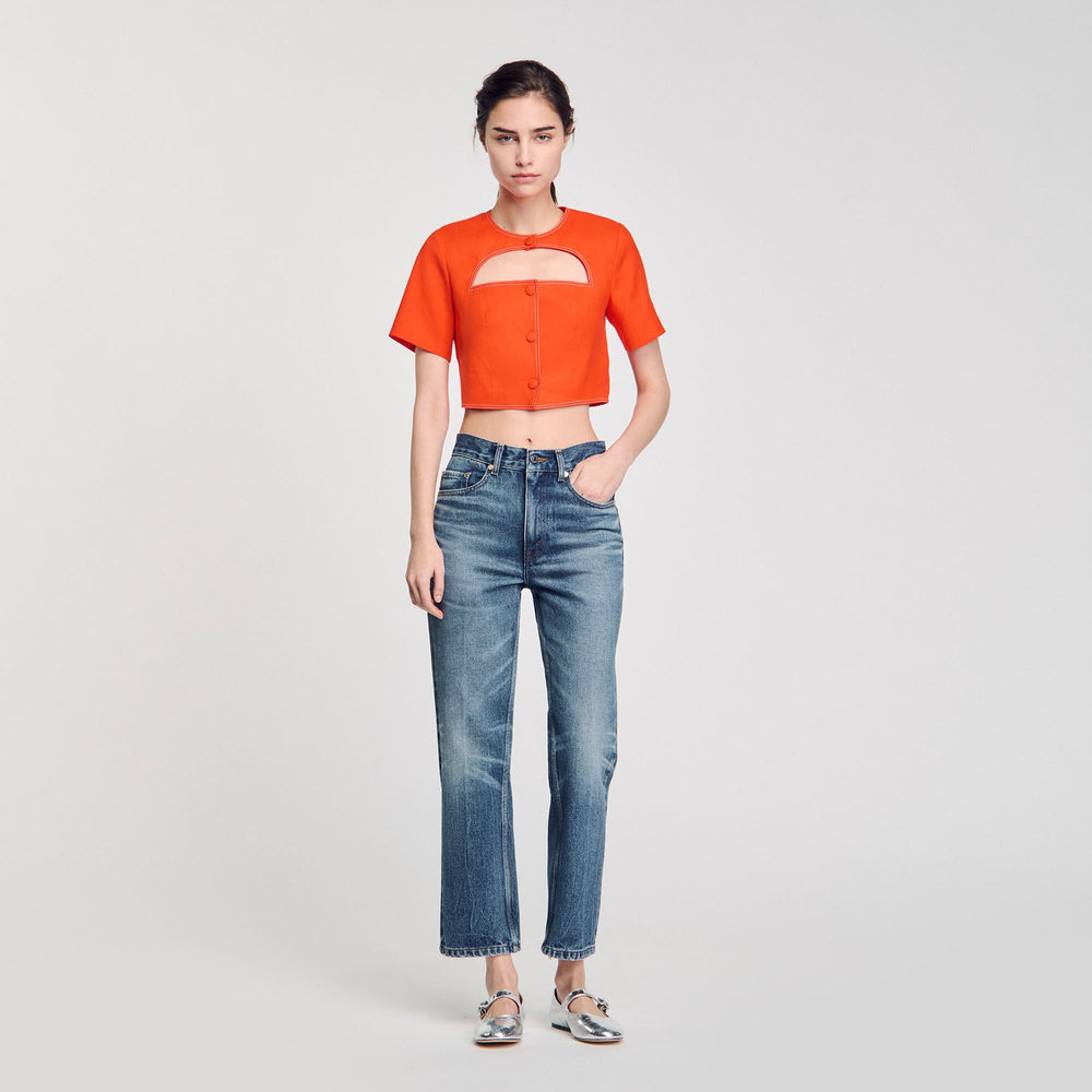 Crop top with cutout design Orange Sandro Women
