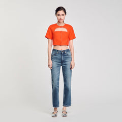 Crop top with cutout design Orange Sandro Women
