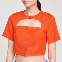 Crop top with cutout design Orange Sandro Women