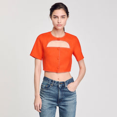 Crop top with cutout design Orange Sandro Women