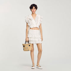 Ruffled crop top White Sandro Women