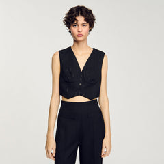 Sequin cropped jacket Black Sandro Women